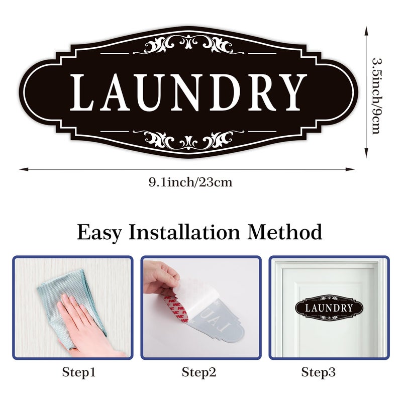 LUHIMO Laundry Room Door Sign for Business and Home,Self-adhesive Waterproof Cute Laundry Room Door Sticker Decals for House, Apartment, Hotel Laundromat Decor(Black) - Image 2